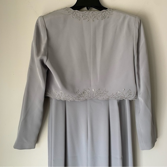 RIMINI Vintage Silver Evening Long Dress Beading embellished Matching Jacket 12 - Picture 5 of 16